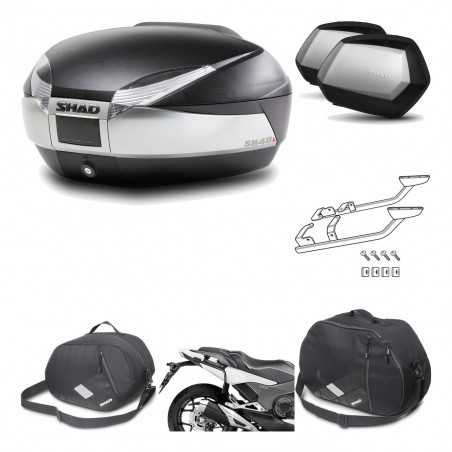 SHAD Maletas laterales + baul trasero herraje montaje accesorios 3p SH48 TITANIUM PREMIUM SC SH35 KIT-195983