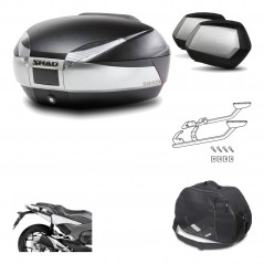 SHAD Maletas laterales + baul trasero herraje montaje bolsa interna 3p SH48 TITANIUM PREMIUM SC SH35 KIT-195984
