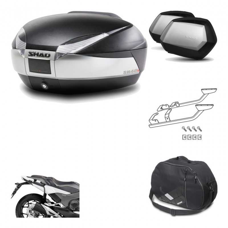 SHAD Maletas laterales + baul trasero herraje montaje bolsa interna 3p SH48 TITANIUM PREMIUM SC SH35 KIT-195984