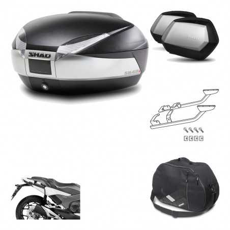 SHAD Maletas laterales + baul trasero herraje montaje bolsa interna 3p SH48 TITANIUM PREMIUM SC SH35 KIT-195984
