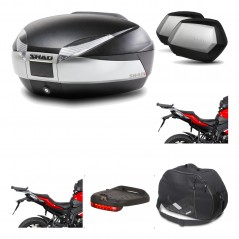 SHAD Maletas laterales + baul trasero herraje montaje accesorios 3p SH48 TITANIUM PREMIUM SC SH35 KIT-195732