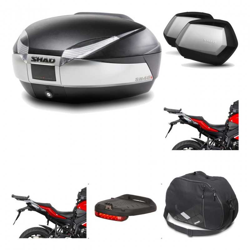 SHAD Maletas laterales + baul trasero herraje montaje accesorios 3p SH48 TITANIUM PREMIUM SC SH35 KIT-195732
