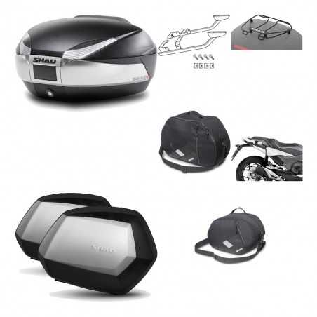 SHAD Maletas laterales + baul trasero herraje montaje accesorios 3p SH48 TITANIUM PREMIUM SC SH35 KIT-196031
