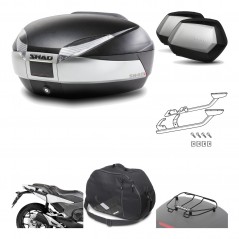 SHAD Maletas laterales + baul trasero herraje montaje accesorios 3p SH48 TITANIUM PREMIUM SC SH35 KIT-196032