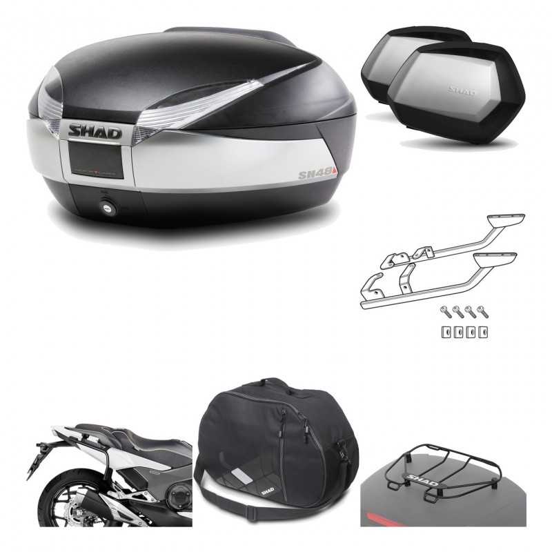 SHAD Maletas laterales + baul trasero herraje montaje accesorios 3p SH48 TITANIUM PREMIUM SC SH35 KIT-196032