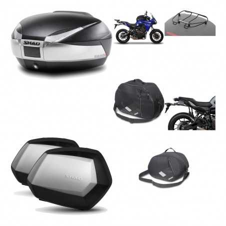 SHAD Maletas laterales + baul trasero herraje montaje accesorios 3p SH48 TITANIUM PREMIUM SC SH35 KIT-196085