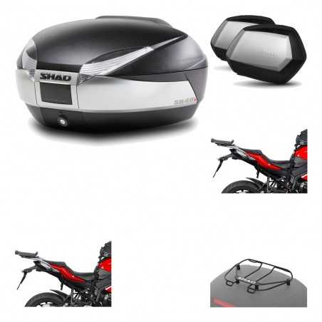 SHAD Maletas laterales + baul trasero herraje montaje parrilla portabultos superior 3p SH48 TITANIUM PREMIUM SC SH35 KIT-195738