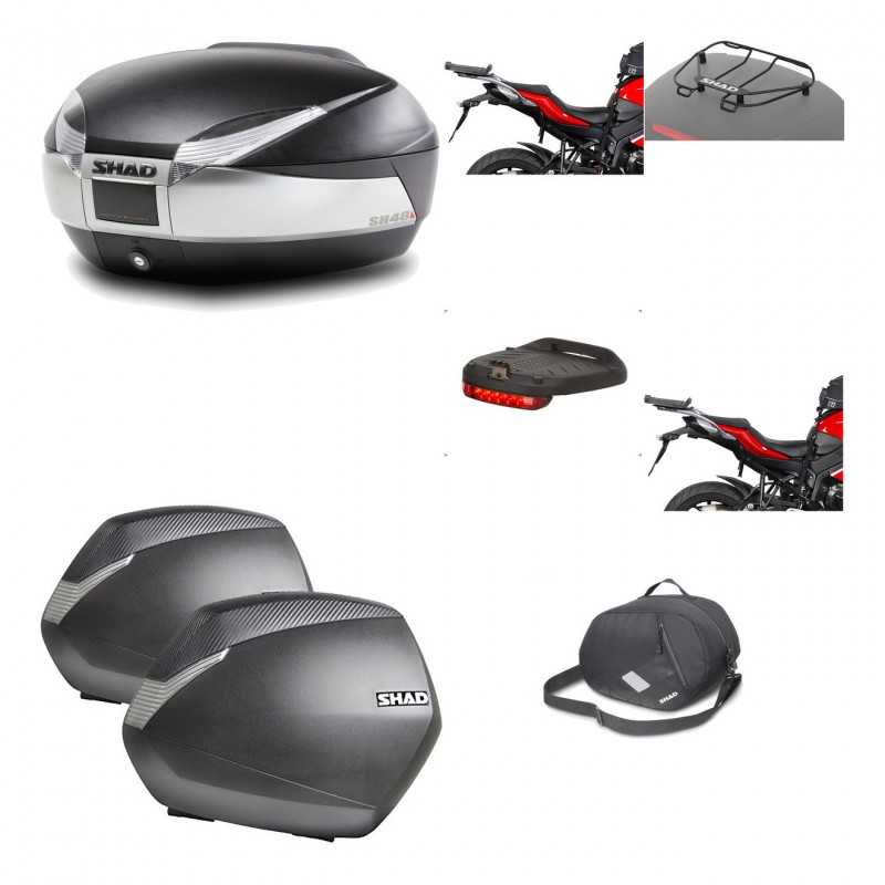 SHAD Maletas laterales + baul trasero herraje montaje accesorios 3p SH48 TITANIUM PREMIUM SH36 SH 36 KIT-195739