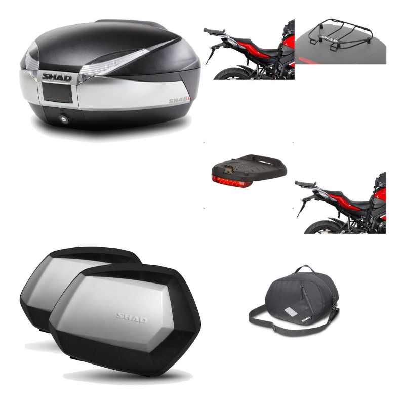 SHAD Maletas laterales + baul trasero herraje montaje accesorios 3p SH48 TITANIUM PREMIUM SC SH35 KIT-195743