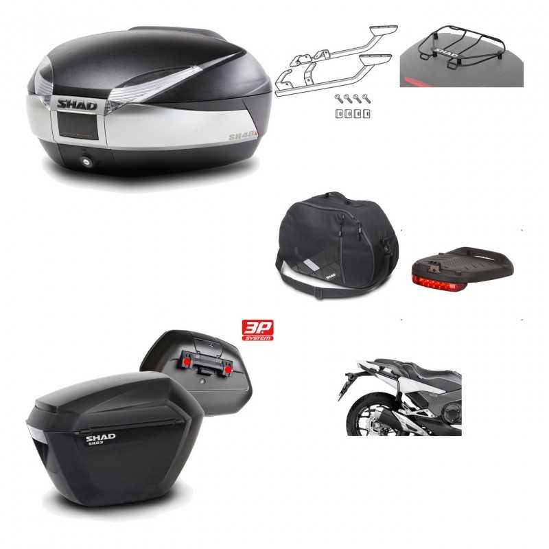 SHAD Maletas laterales + baul trasero herraje montaje accesorios 3p SH48 TITANIUM PREMIUM SH23 KIT-196041