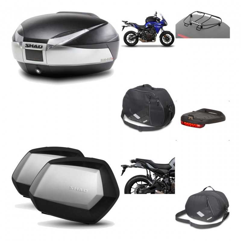 SHAD Maletas laterales + baul trasero herraje montaje accesorios 3p SH48 TITANIUM PREMIUM SC SH35 KIT-196091