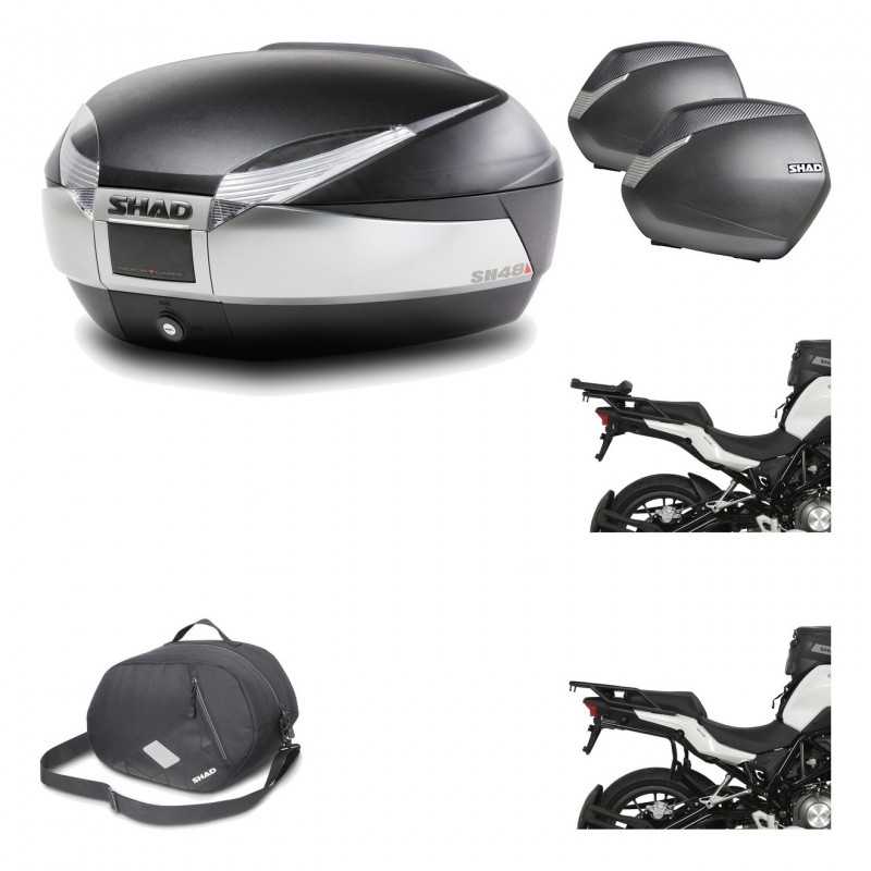 SHAD Maletas laterales + baul trasero herraje montaje 3p bolsa interna SH48 TITANIUM PREMIUM SH36 SH 36 KIT-196093
