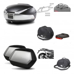 SHAD Maletas laterales + baul trasero herraje montaje accesorios 3p SH48 TITANIUM PREMIUM SC SH35 KIT-196043