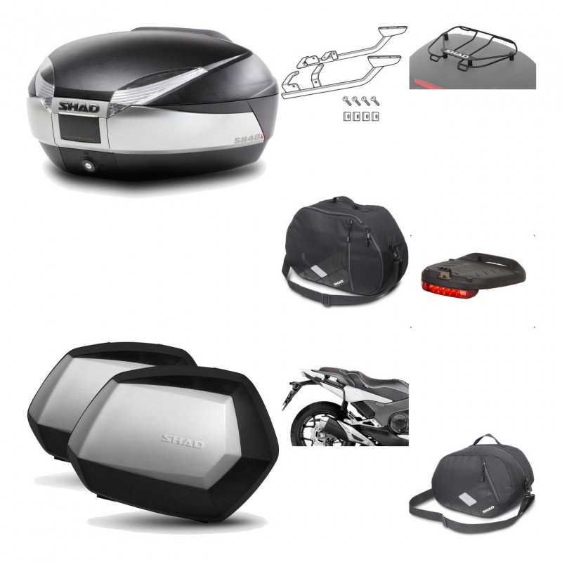 SHAD Maletas laterales + baul trasero herraje montaje accesorios 3p SH48 TITANIUM PREMIUM SC SH35 KIT-196043