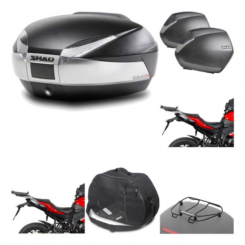 SHAD Maletas laterales + baul trasero herraje montaje accesorios 3p SH48 TITANIUM PREMIUM SH36 SH 36 KIT-195746