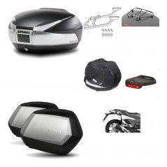 SHAD Maletas laterales + baul trasero herraje montaje accesorios 3p SH48 TITANIUM PREMIUM SC SH35 KIT-196044