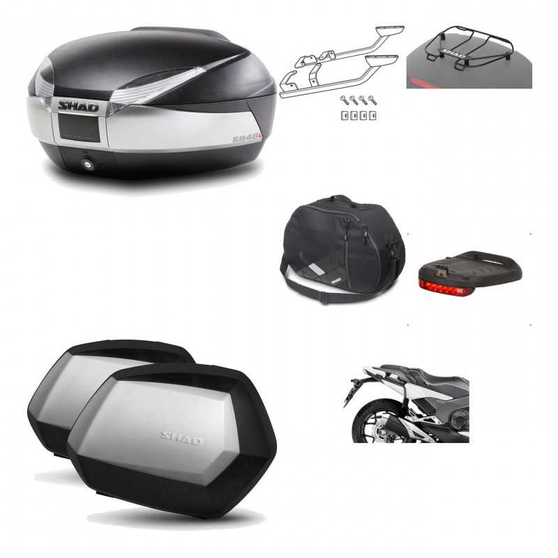 SHAD Maletas laterales + baul trasero herraje montaje accesorios 3p SH48 TITANIUM PREMIUM SC SH35 KIT-196044