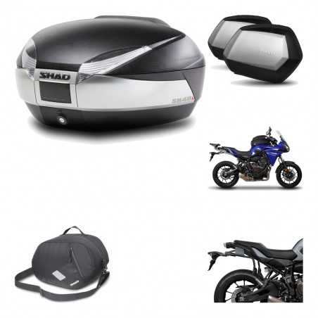 SHAD Maletas laterales + baul trasero herraje montaje 3p bolsa interna SH48 TITANIUM PREMIUM SC SH35 KIT-196049