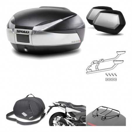 SHAD Maletas laterales + baul trasero herraje montaje accesorios 3p SH48 TITANIUM PREMIUM SC SH35 KIT-196007