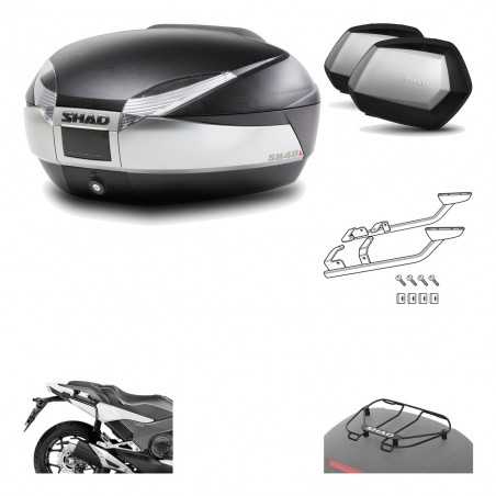 SHAD Maletas laterales + baul trasero herraje montaje parrilla portabultos superior 3p SH48 TITANIUM PREMIUM SC SH35 KIT-196008