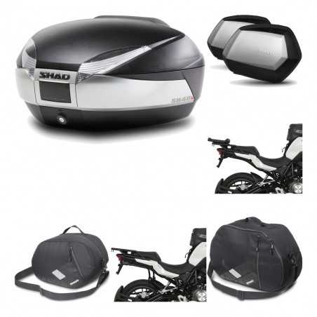 SHAD Maletas laterales + baul trasero herraje montaje accesorios 3p SH48 TITANIUM PREMIUM SC SH35 KIT-196109