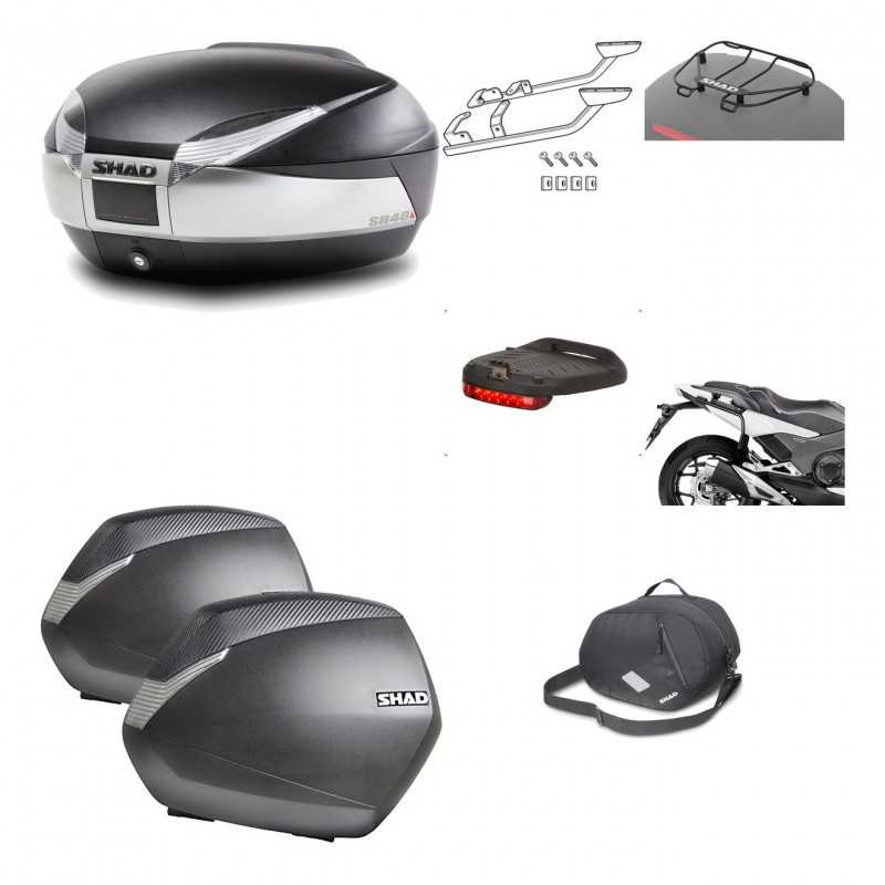 SHAD Maletas laterales + baul trasero herraje montaje accesorios 3p SH48 TITANIUM PREMIUM SH36 SH 36 KIT-196015