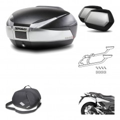 SHAD Maletas laterales + baul trasero herraje montaje 3p bolsa interna SH48 TITANIUM PREMIUM SC SH35 KIT-195959