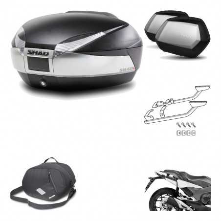 SHAD Maletas laterales + baul trasero herraje montaje 3p bolsa interna SH48 TITANIUM PREMIUM SC SH35 KIT-195959