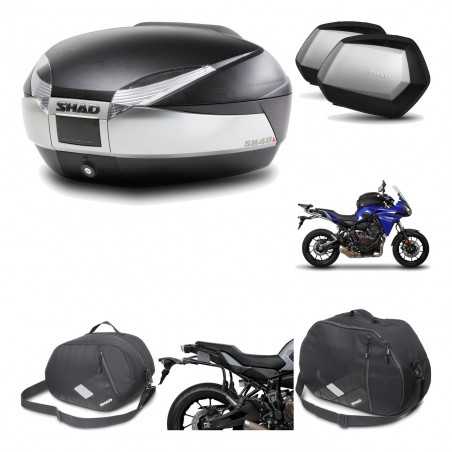 SHAD Maletas laterales + baul trasero herraje montaje accesorios 3p SH48 TITANIUM PREMIUM SC SH35 KIT-196061