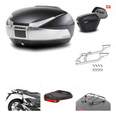 SHAD Maletas laterales + baul trasero herraje montaje accesorios 3p SH48 TITANIUM PREMIUM SH23 KIT-196017