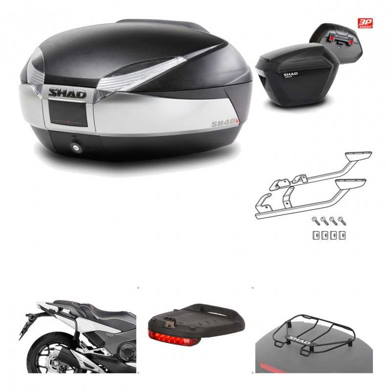 SHAD Maletas laterales + baul trasero herraje montaje accesorios 3p SH48 TITANIUM PREMIUM SH23 KIT-196017