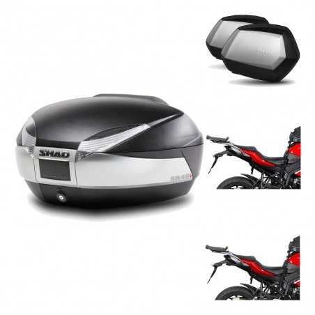 SHAD Maletas laterales + baul trasero herraje montaje 3p SH48 TITANIUM PREMIUM SC SH35 KIT-195714