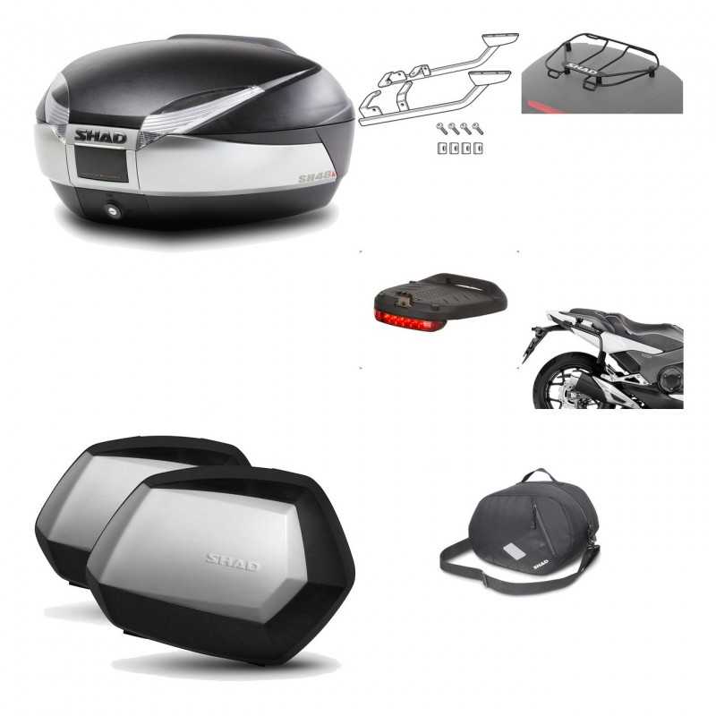 SHAD Maletas laterales + baul trasero herraje montaje accesorios 3p SH48 TITANIUM PREMIUM SC SH35 KIT-196019