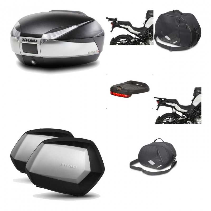 SHAD Maletas laterales + baul trasero herraje montaje accesorios 3p SH48 TITANIUM PREMIUM SC SH35 KIT-196115
