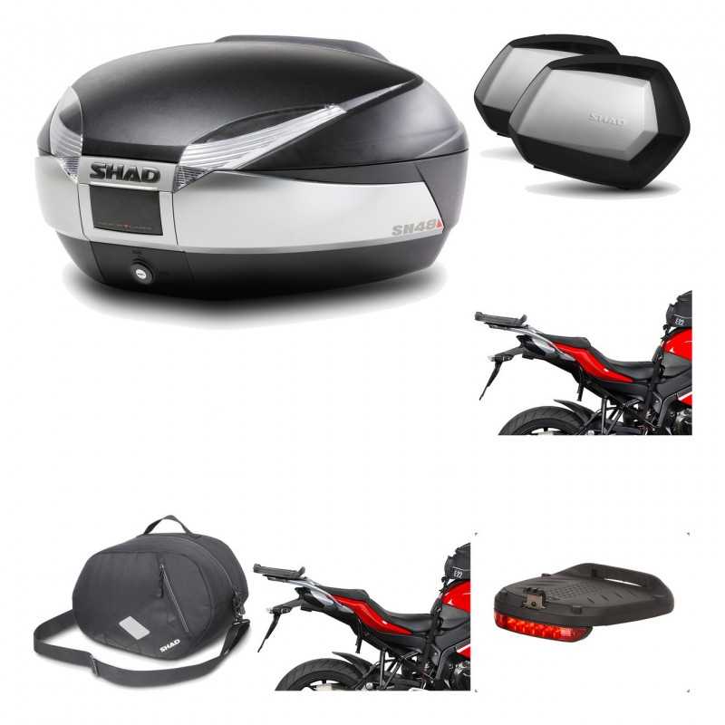 SHAD Maletas laterales + baul trasero herraje montaje accesorios 3p SH48 TITANIUM PREMIUM SC SH35 KIT-195719