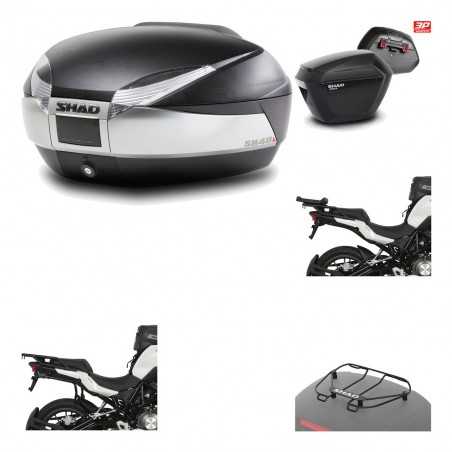 SHAD Maletas laterales + baul trasero herraje montaje parrilla portabultos superior 3p SH48 TITANIUM PREMIUM SH23 KIT-196119