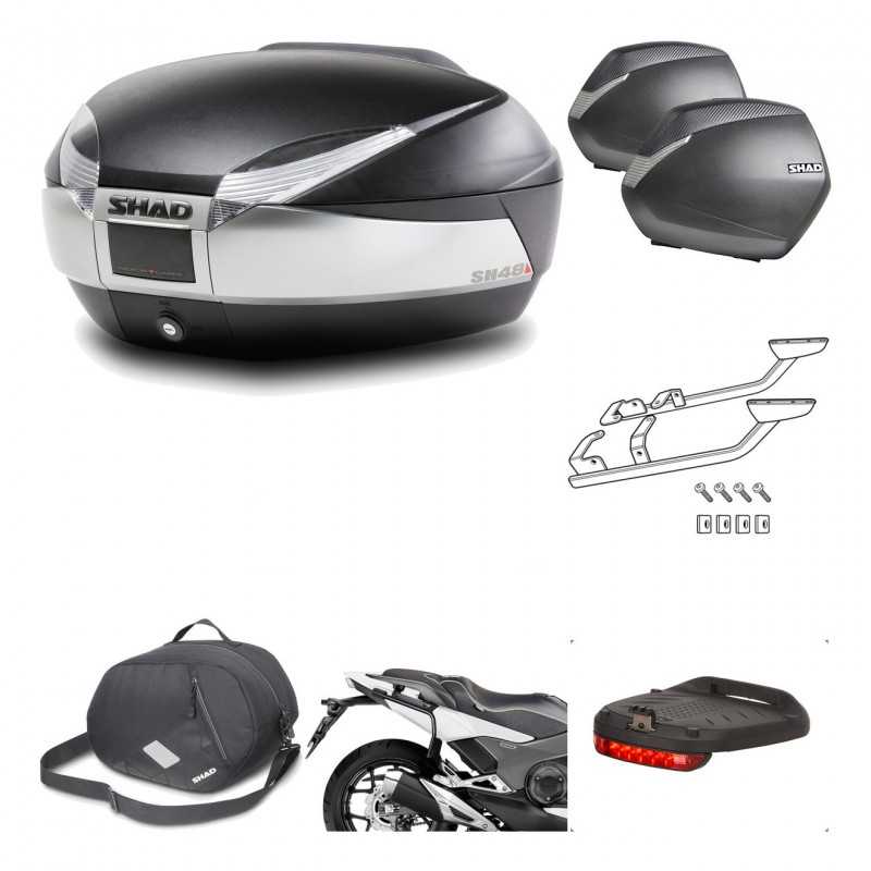 SHAD Maletas laterales + baul trasero herraje montaje accesorios 3p SH48 TITANIUM PREMIUM SH36 SH 36 KIT-195967