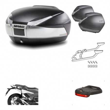 SHAD Maletas laterales + baul trasero herraje montaje luz de freno 3p SH48 TITANIUM PREMIUM SH36 SH 36 KIT-195968