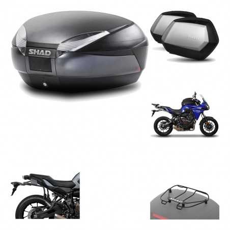 SHAD Maletas laterales + baul trasero herraje montaje parrilla portabultos superior 3p SH48 DARK GREY PREMIUM SC SH35 KIT-196570