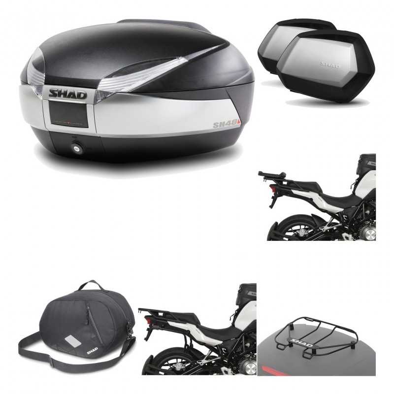 SHAD Maletas laterales + baul trasero herraje montaje accesorios 3p SH48 TITANIUM PREMIUM SC SH35 KIT-196121