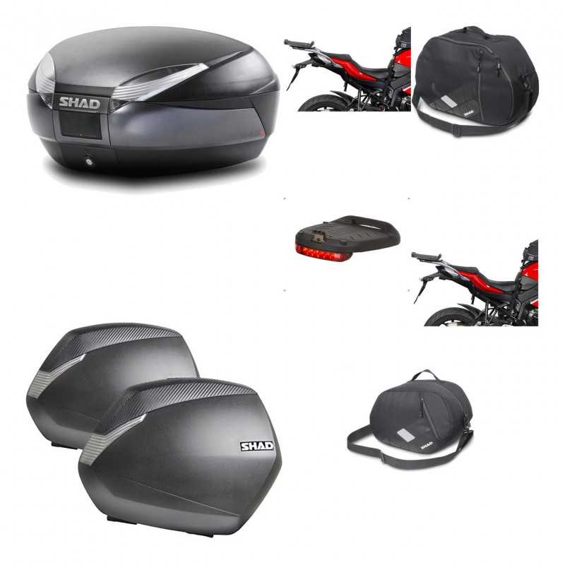 SHAD Maletas laterales + baul trasero herraje montaje accesorios 3p SH48 DARK GREY PREMIUM SH36 SH 36 KIT-196223