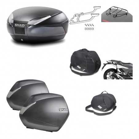 SHAD Maletas laterales + baul trasero herraje montaje accesorios 3p SH48 DARK GREY PREMIUM SH36 SH 36 KIT-196523