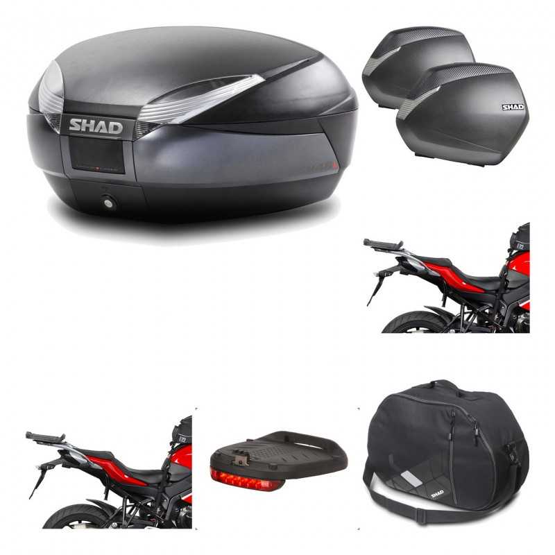 SHAD Maletas laterales + baul trasero herraje montaje accesorios 3p SH48 DARK GREY PREMIUM SH36 SH 36 KIT-196224