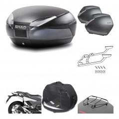 SHAD Maletas laterales + baul trasero herraje montaje accesorios 3p SH48 DARK GREY PREMIUM SH36 SH 36 KIT-196524