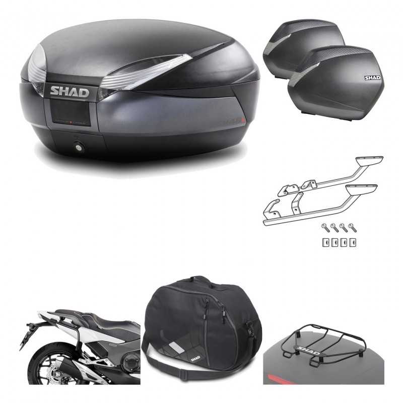 SHAD Maletas laterales + baul trasero herraje montaje accesorios 3p SH48 DARK GREY PREMIUM SH36 SH 36 KIT-196524