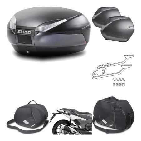 SHAD Maletas laterales + baul trasero herraje montaje accesorios 3p SH48 DARK GREY PREMIUM SH36 SH 36 KIT-196475