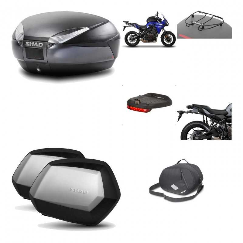 SHAD Maletas laterales + baul trasero herraje montaje accesorios 3p SH48 DARK GREY PREMIUM SC SH35 KIT-196575