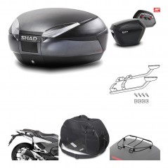 SHAD Maletas laterales + baul trasero herraje montaje accesorios 3p SH48 DARK GREY PREMIUM SH23 KIT-196525