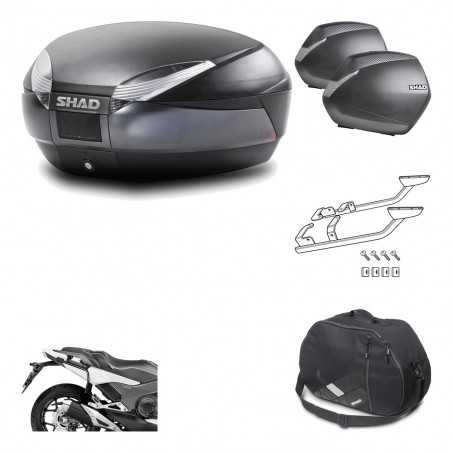 SHAD Maletas laterales + baul trasero herraje montaje bolsa interna 3p SH48 DARK GREY PREMIUM SH36 SH 36 KIT-196476