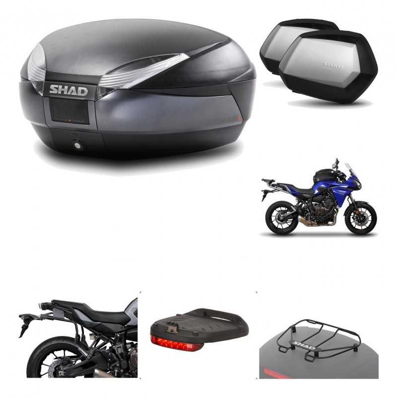SHAD Maletas laterales + baul trasero herraje montaje accesorios 3p SH48 DARK GREY PREMIUM SC SH35 KIT-196576